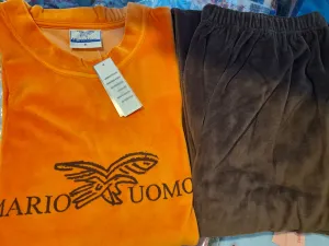 Πιτζάμα ανδρική βελούδο χειμερινή σε τετράγωνη γραμμή #4066