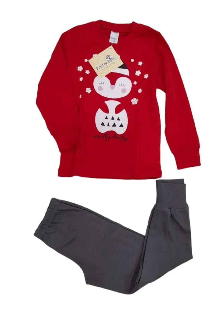 Πιτζάμα unisex SANTA PENGUIN βαμβακερή με μανσέτες κάτω στο παντελόνι #69172