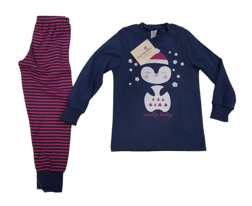 Πιτζάμα unisex SANTA PENGUIN βαμβακερή με μανσέτες κάτω στο παντελόνι #69172