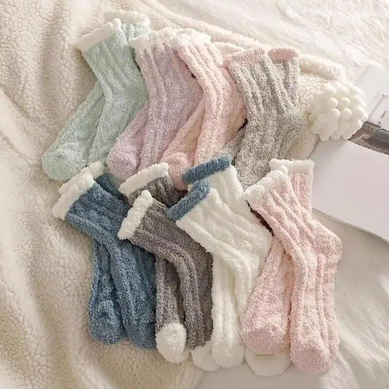 10-Pairs: Coral Fleece Crew Socks