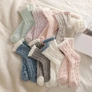 10-Pairs: Coral Fleece Crew Socks