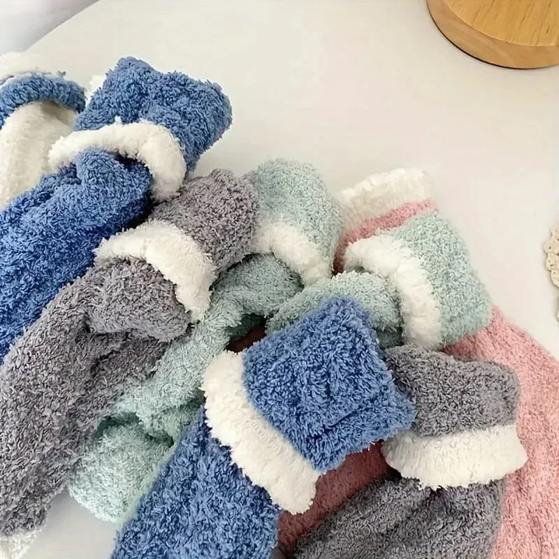 10-Pairs: Coral Fleece Crew Socks