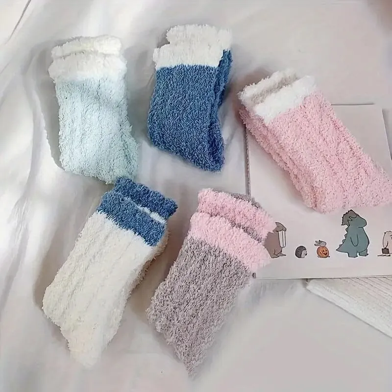 10-Pairs: Coral Fleece Crew Socks