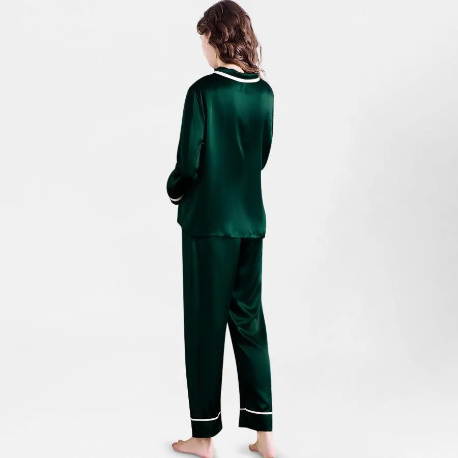 100% Mulberry Silk Pajamas Luxury  Long  Silk Pajama Set for Women
