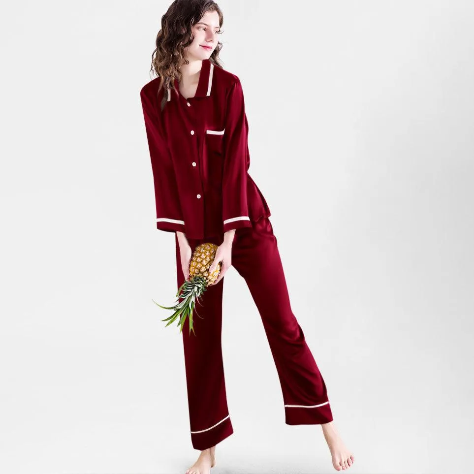 100% Mulberry Silk Pajamas Luxury  Long  Silk Pajama Set for Women