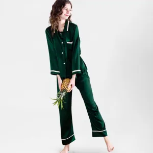 100% Mulberry Silk Pajamas Luxury  Long  Silk Pajama Set for Women