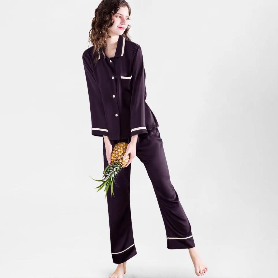 100% Mulberry Silk Pajamas Luxury  Long  Silk Pajama Set for Women
