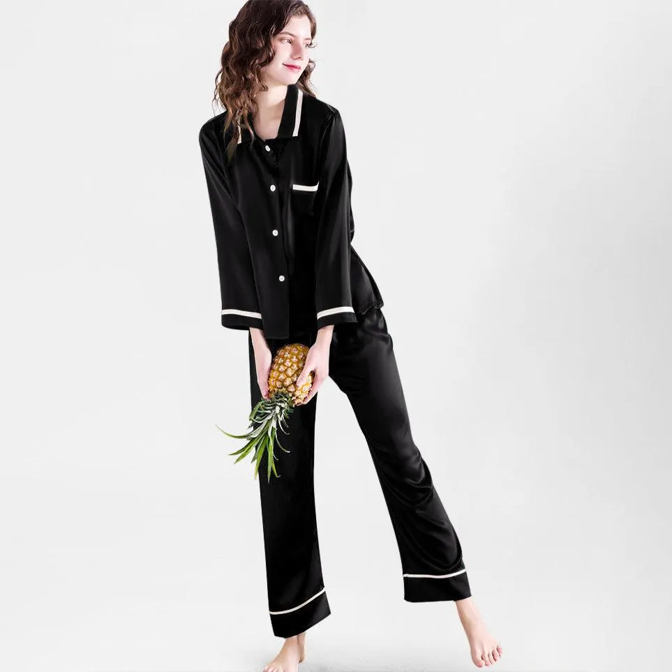 100% Mulberry Silk Pajamas Luxury  Long  Silk Pajama Set for Women