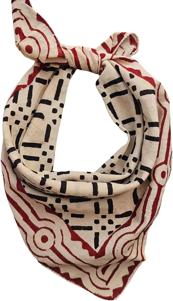 100% Organic Cotton Bandana For Men and Women Cotton Bandana Block Print Design Scarf Handmade Boho Cotton Hand Block Bandanas For Men And Women