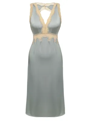 1950s Lace Backless V-Neck Satin Sleepwear