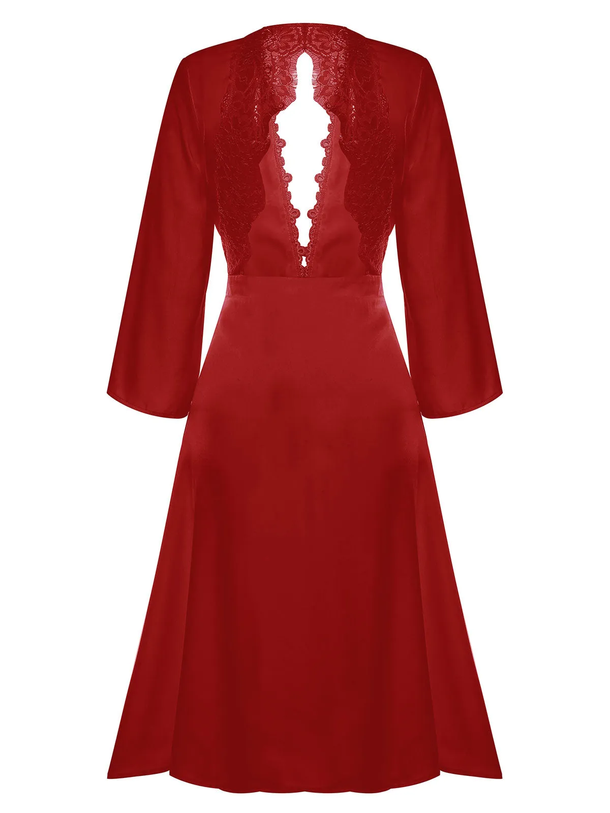 1950s Long Ice Silk Backless Nightgown