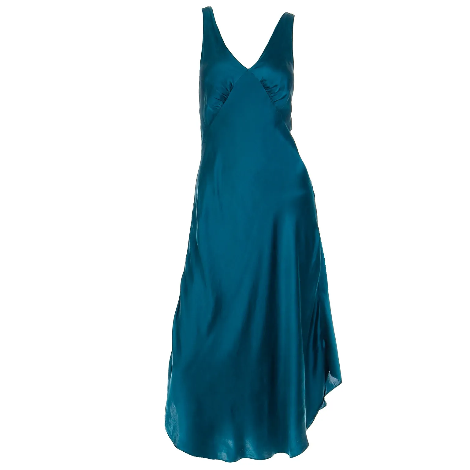 1990s Victoria Secret Green Washed Silk Nightgown and Robe Set