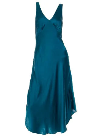 1990s Victoria Secret Green Washed Silk Nightgown and Robe Set