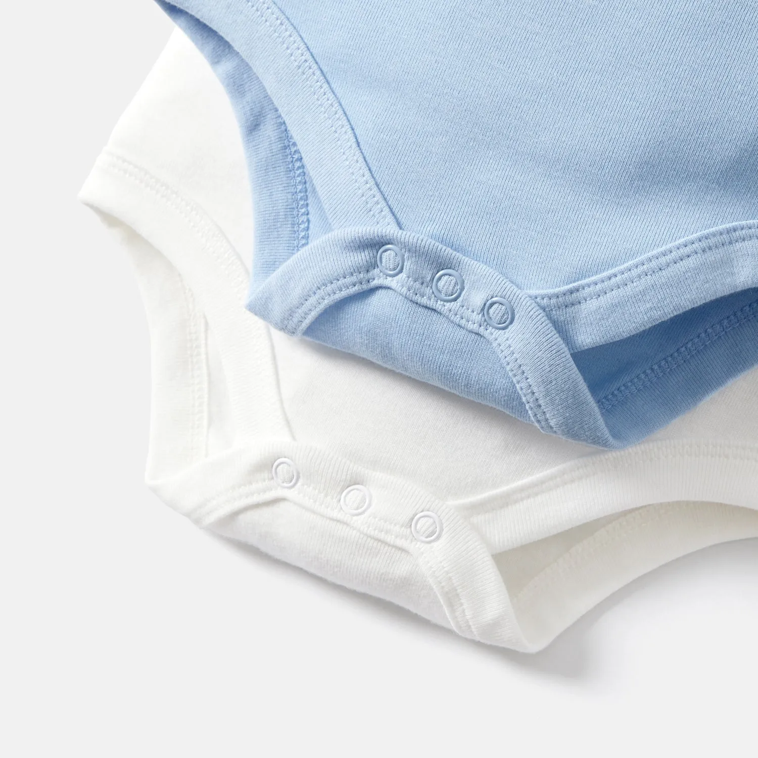 2-Pack Baby Girl/Boy 100% Cotton Solid Color Short-sleeve Rompers