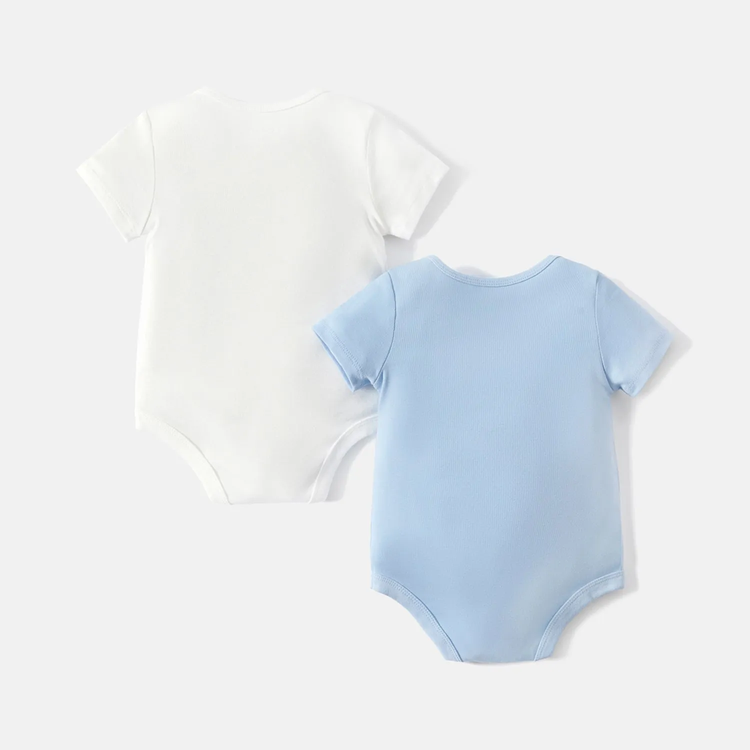 2-Pack Baby Girl/Boy 100% Cotton Solid Color Short-sleeve Rompers