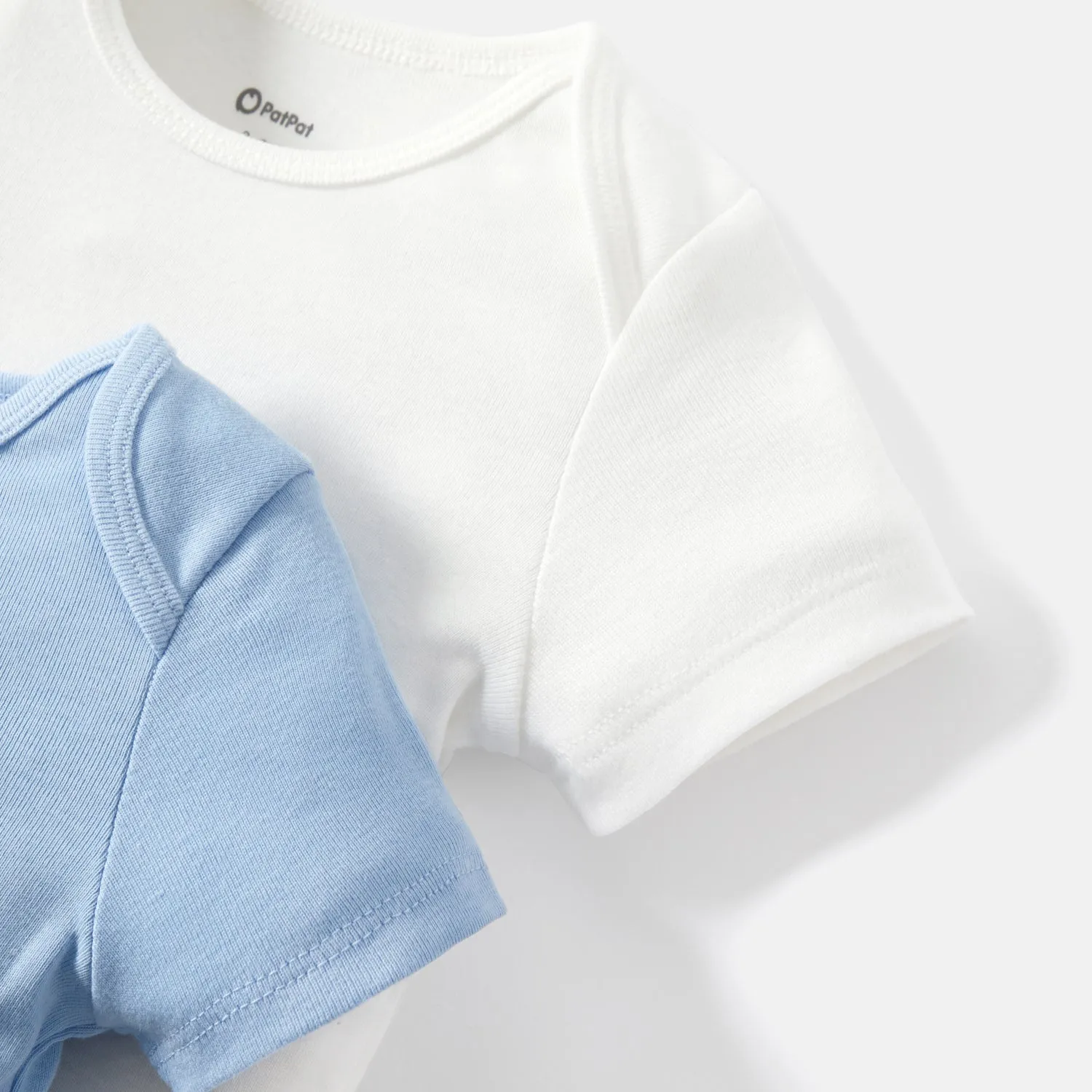 2-Pack Baby Girl/Boy 100% Cotton Solid Color Short-sleeve Rompers