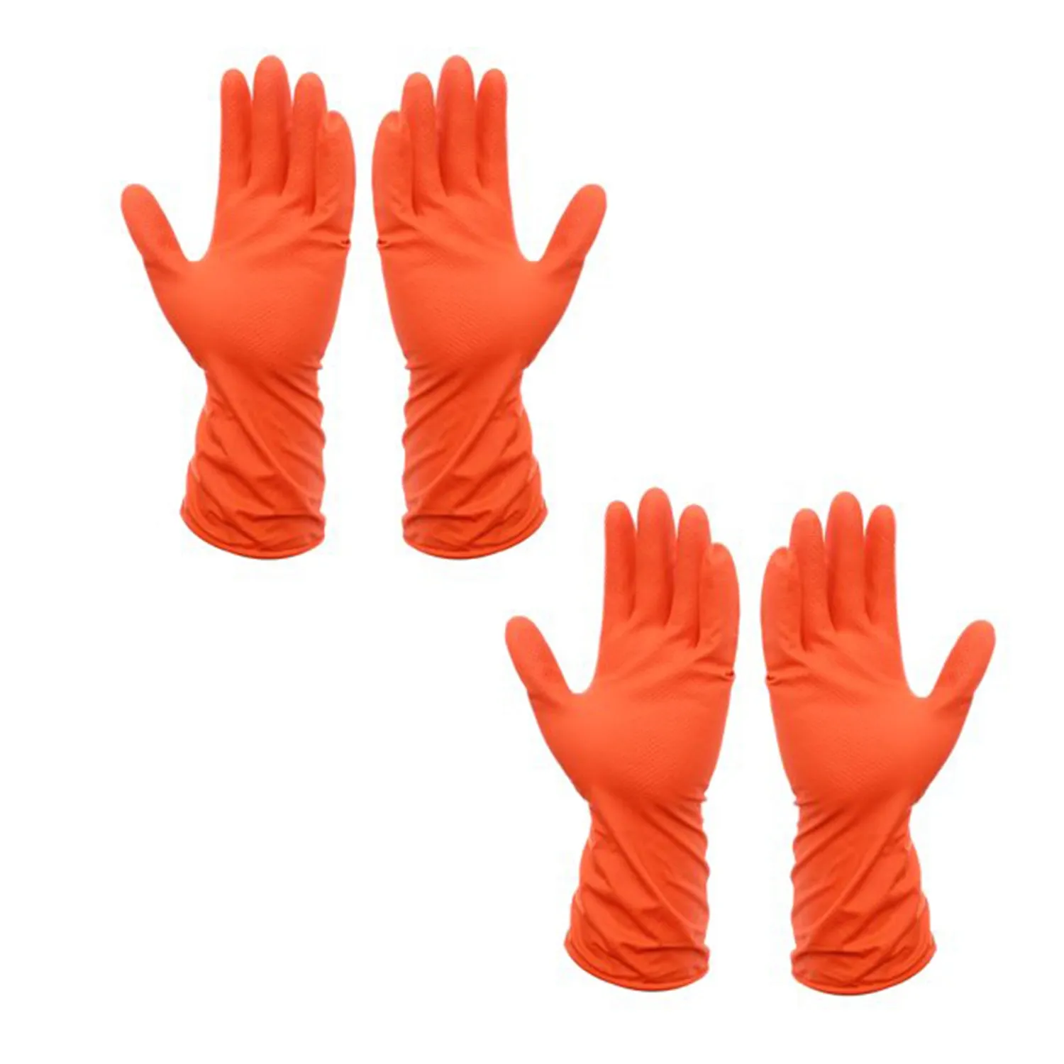 2 Pairs Large Orange Gloves, Washing, Gardening, Cleaning