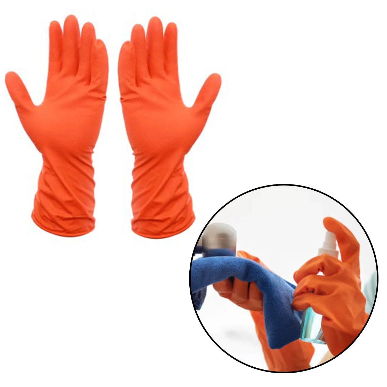 2 Pairs Large Orange Gloves, Washing, Gardening, Cleaning