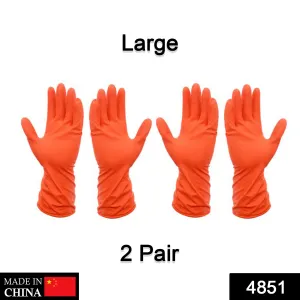 2 Pairs Large Orange Gloves, Washing, Gardening, Cleaning