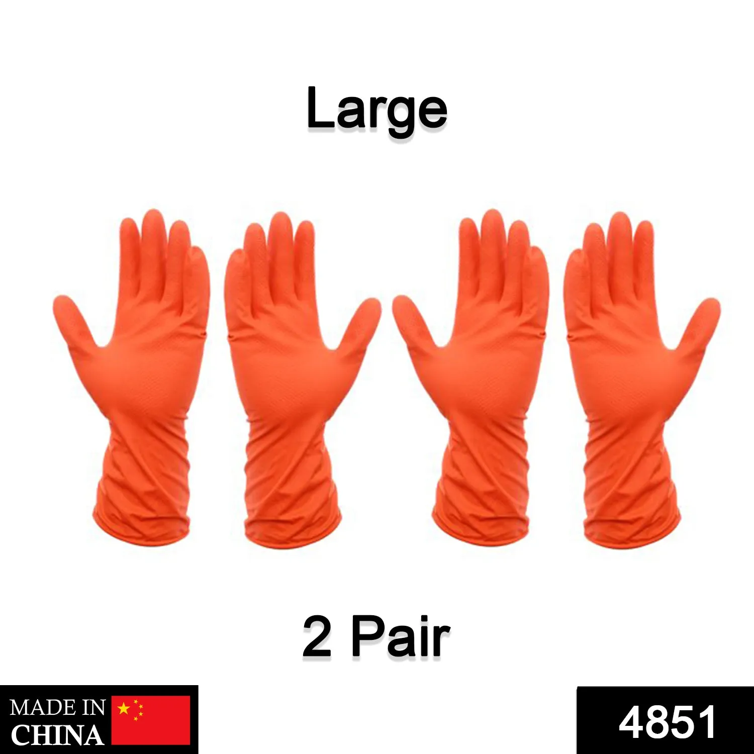 2 Pairs Large Orange Gloves, Washing, Gardening, Cleaning