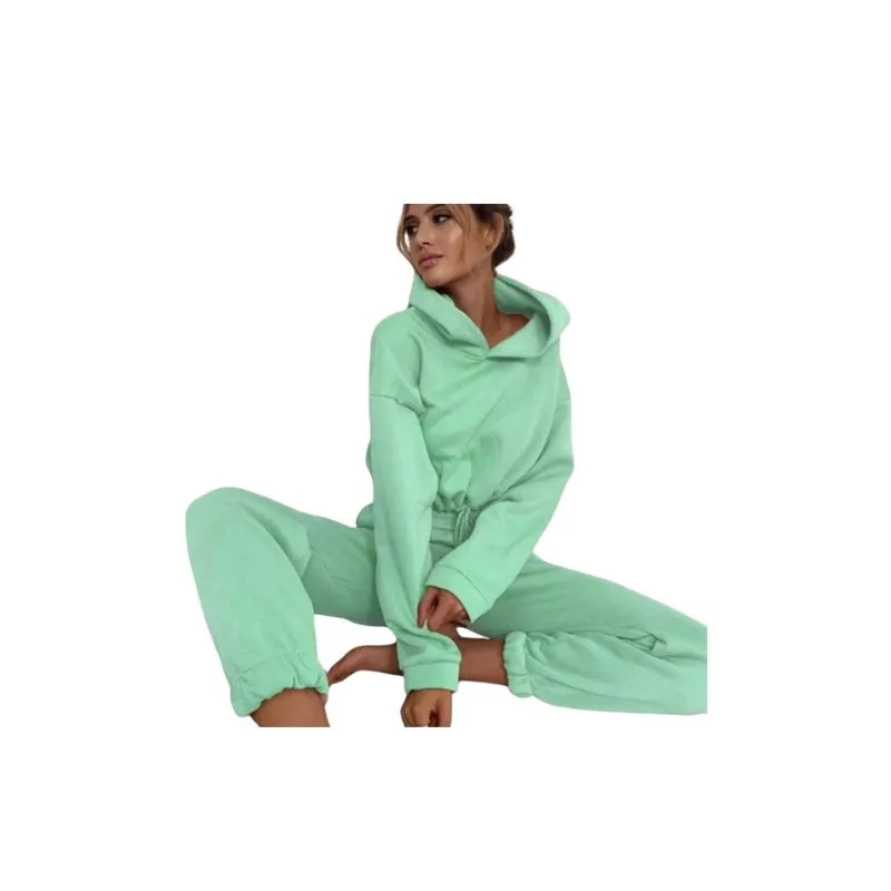 2 Piece Crop Hoodie and Jogger Pants Women