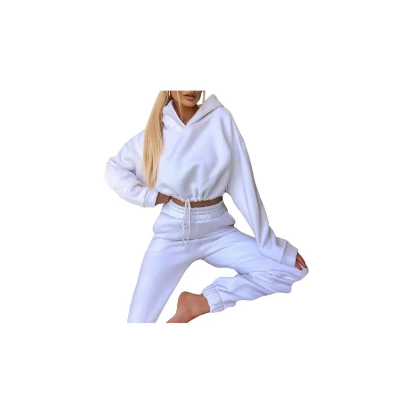 2 Piece Crop Hoodie and Jogger Pants Women