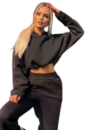 2 Piece Crop Hoodie and Jogger Pants Women