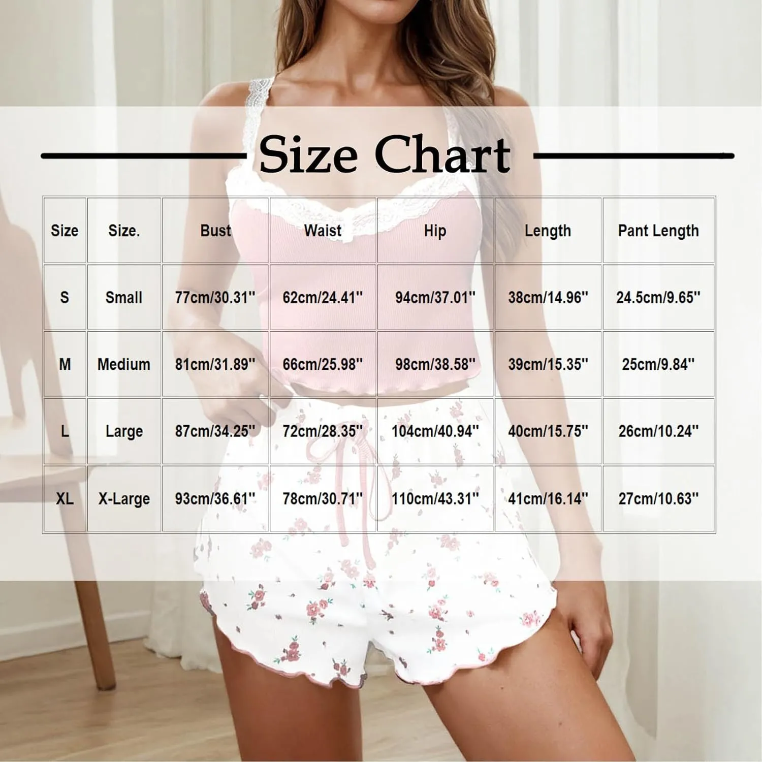 2 Piece Crop Rib Camisole Pajama Sets for Women, Sexy Lace Trim Sleeveless Tank Tops and Shorts Summer Loungewear Pjs