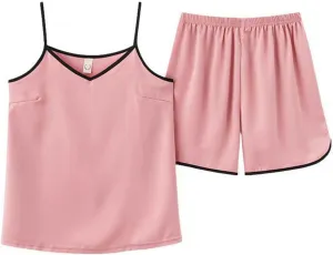 2 Piece Summer Casual Loungewear Pajama Set for Women, Lightweight Sleeveless Loose Camisole Lingerie and Shorts Pjs
