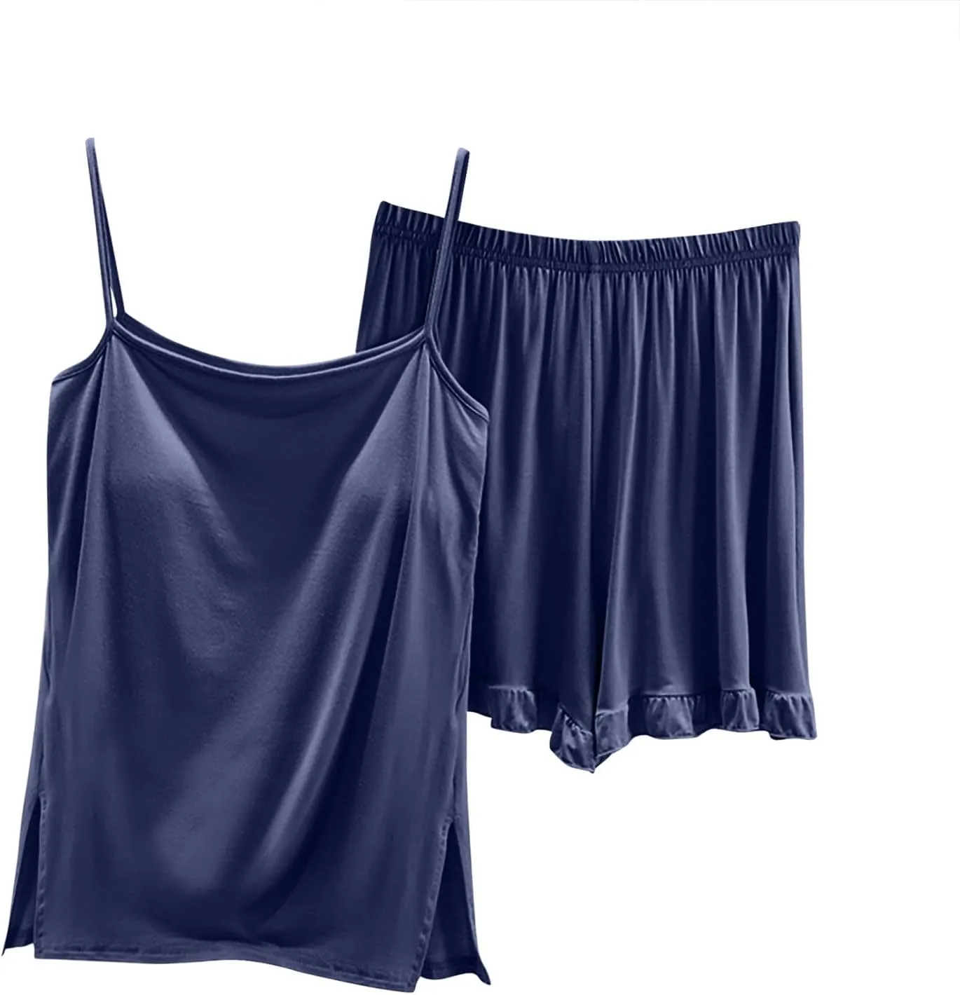 2 Piece Women's Modal Loose Cami Pajamas Set, Summer Casual Comfy Sleeveless Camisole Lingerie and Shorts