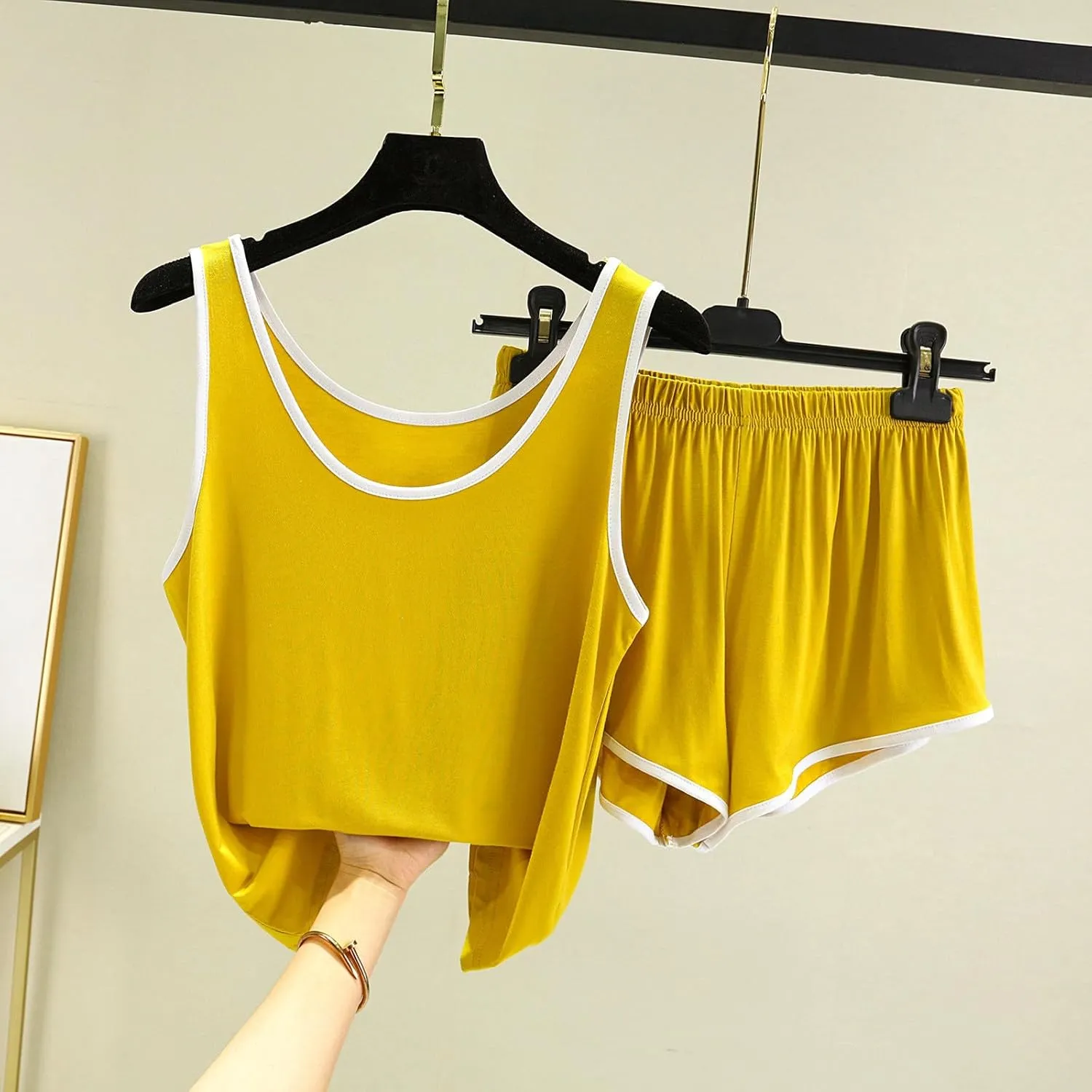 2 Piece Women's Summer Loose Casual Pajama Set, Fashion Sleeveless Tank Pjs and Shorts Loungewear Sleepwear Outfits