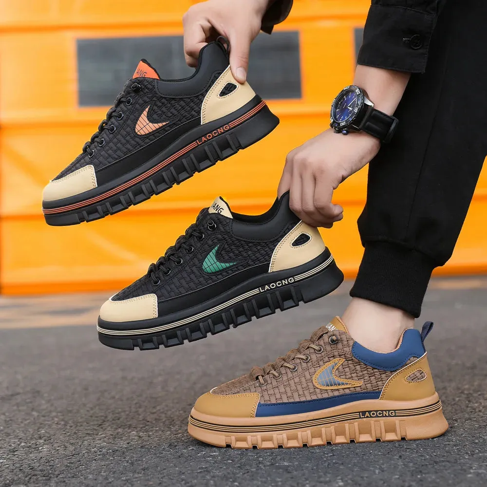 2024 Men’s Chunky Fashion Sneakers - Non-Slip Luxury Designer Platform Shoes, Casual Vulcanized Board Shoes