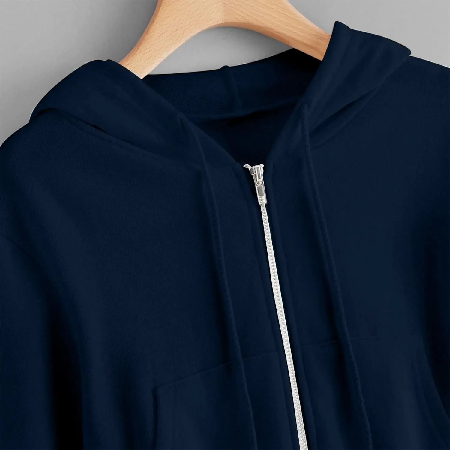 2025 Womens Cropped Zip Up Hoodie Long Sleeve Workout Hooded Sweatshirt Casual Drawstring Jackets Trendy Spring Coat
