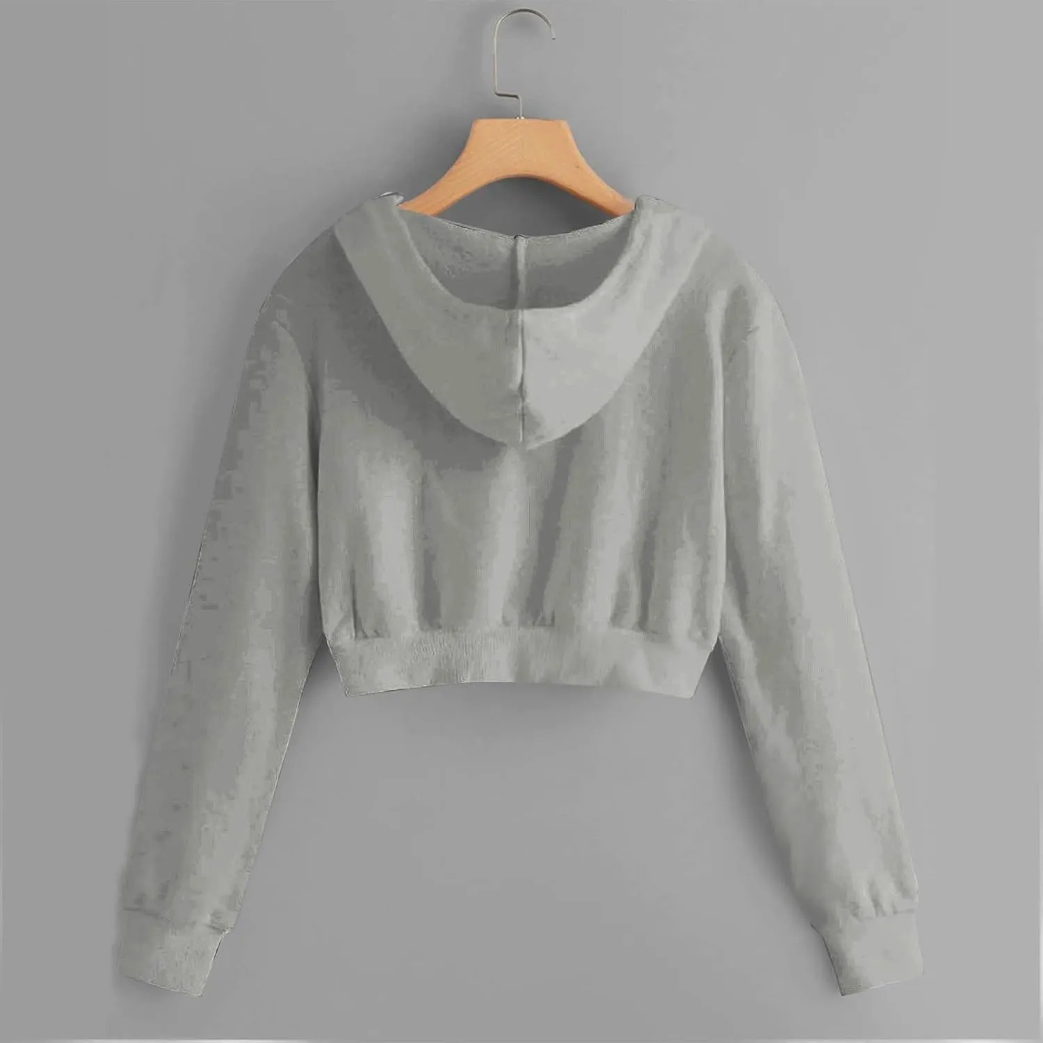 2025 Womens Cropped Zip Up Hoodie Long Sleeve Workout Hooded Sweatshirt Casual Drawstring Jackets Trendy Spring Coat