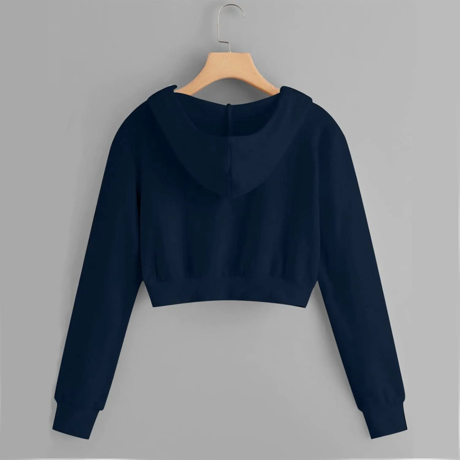 2025 Womens Cropped Zip Up Hoodie Long Sleeve Workout Hooded Sweatshirt Casual Drawstring Jackets Trendy Spring Coat