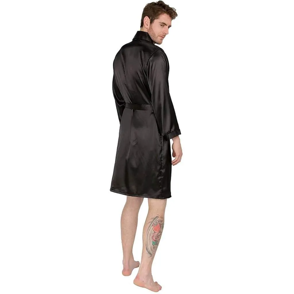 22MM Mulberry Silk Robe Set Mens Classic Silk Bathrobe And Shorts Sleepwear With White Piping