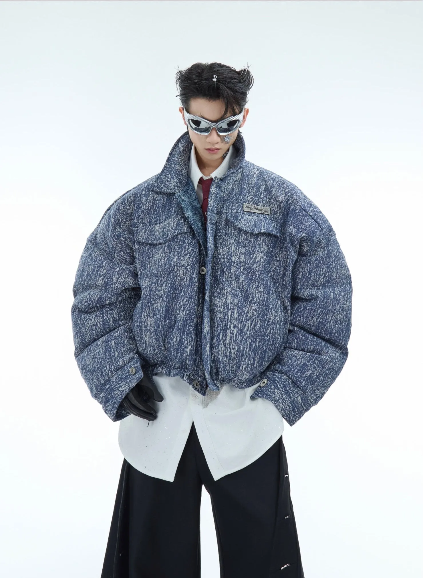 【24s Dec.】Heavyweight Niche Short Scimitar Sleeves Washed Denim Cotton Jacket