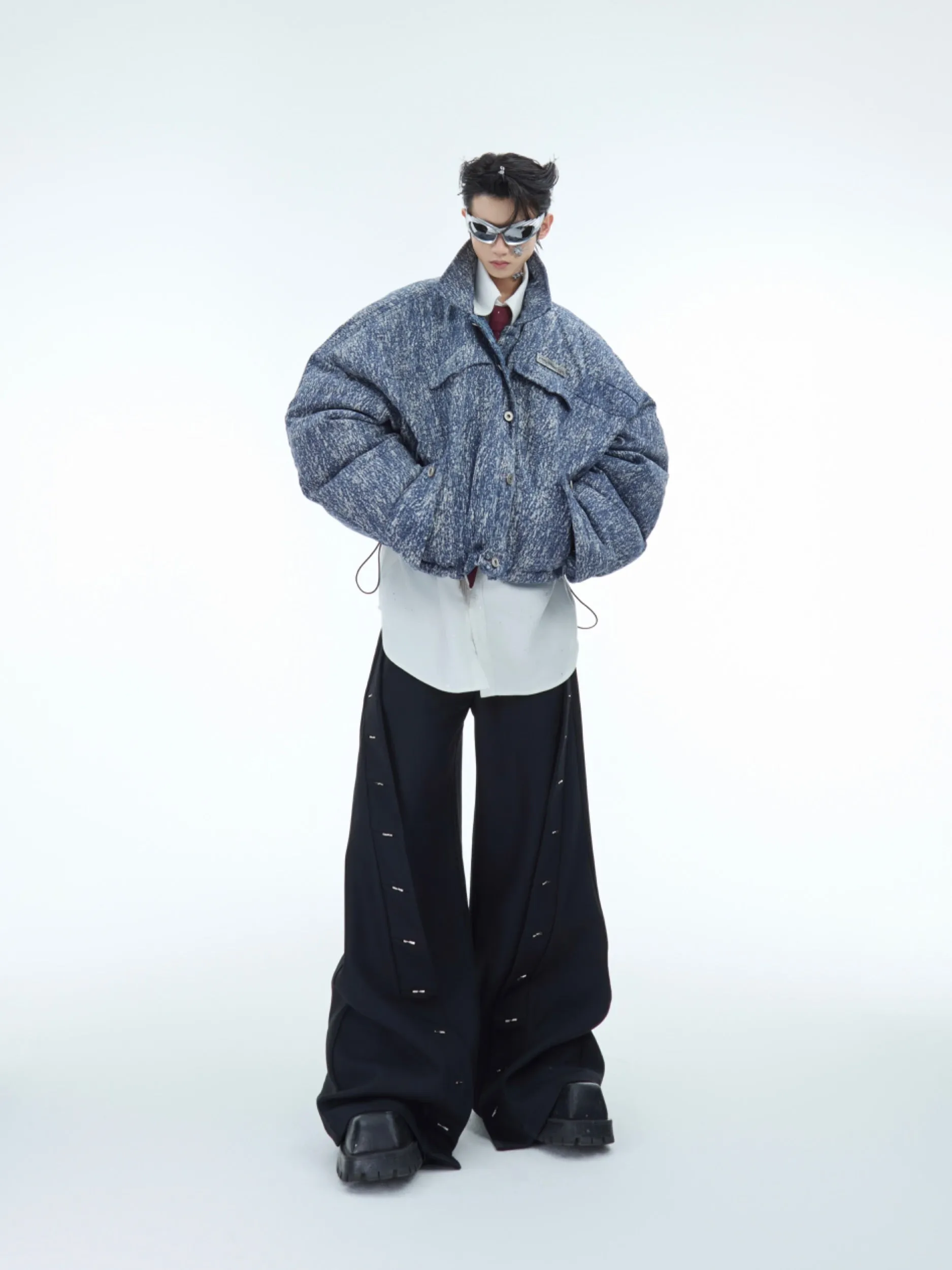 【24s Dec.】Heavyweight Niche Short Scimitar Sleeves Washed Denim Cotton Jacket