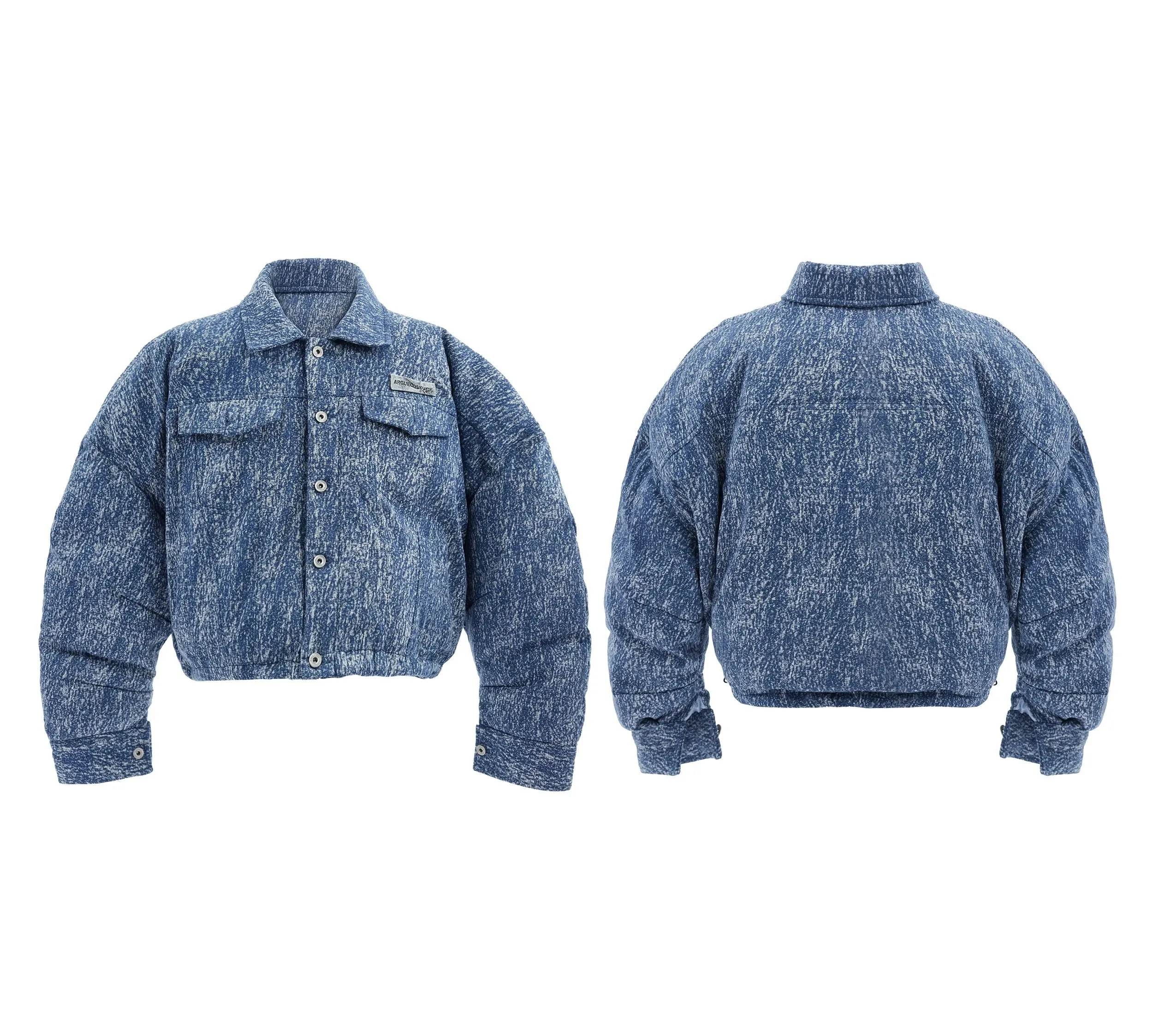 【24s Dec.】Heavyweight Niche Short Scimitar Sleeves Washed Denim Cotton Jacket