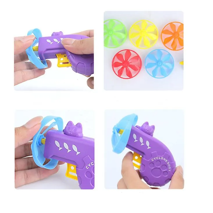 2Pcs blue Colorful UFO Kids toy gun,Children's Nostalgic Toy Colorful Flying Saucer Pet Toy Gun AZ13666