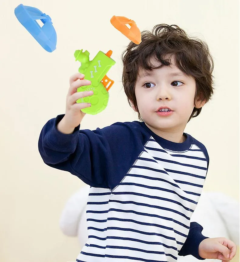 2Pcs blue Colorful UFO Kids toy gun,Children's Nostalgic Toy Colorful Flying Saucer Pet Toy Gun AZ13666