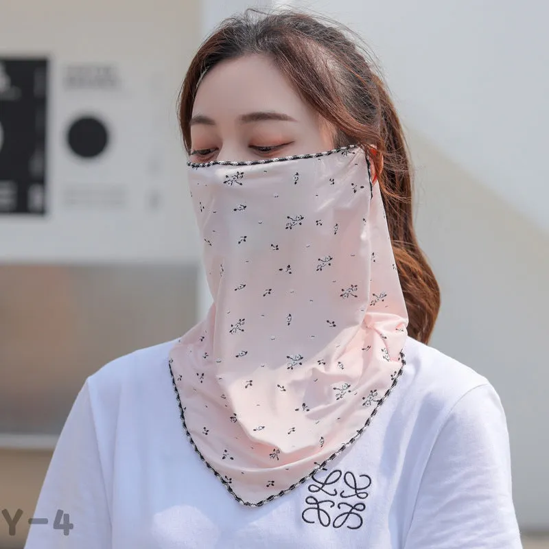2PCs Ice Silk Ear Hanging Mask Breathable Face Towel Sunscreen Summer for Outdoor Cycling