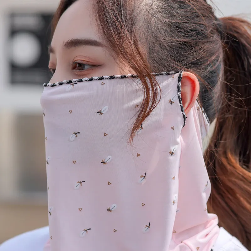 2PCs Ice Silk Ear Hanging Mask Breathable Face Towel Sunscreen Summer for Outdoor Cycling