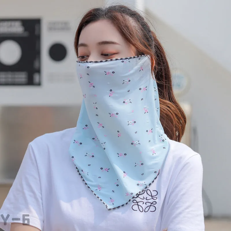 2PCs Ice Silk Ear Hanging Mask Breathable Face Towel Sunscreen Summer for Outdoor Cycling