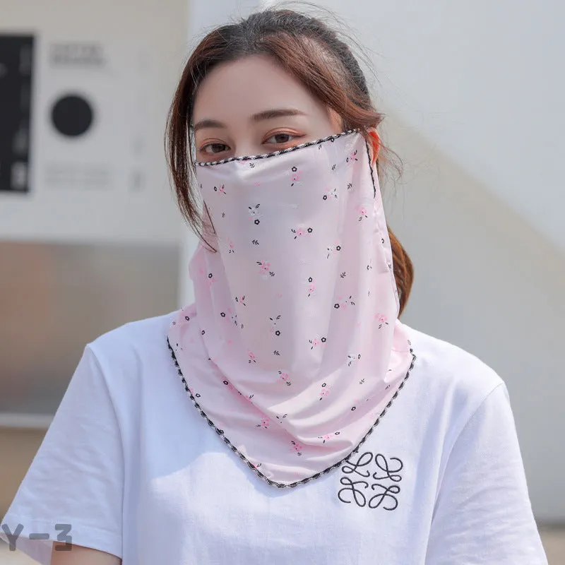 2PCs Ice Silk Ear Hanging Mask Breathable Face Towel Sunscreen Summer for Outdoor Cycling