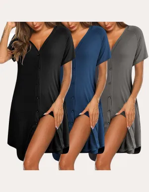 3 Pack Button Down Pajama Dress (US Only)