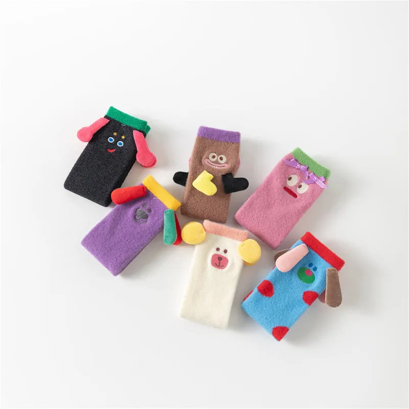 3-Pack Sweetnana Cozy Crew Socks - Funny Big Ears Series Cute Tube Socks for Women & Kids - Fun Fuzzy Lounge Wear Winter Stockings