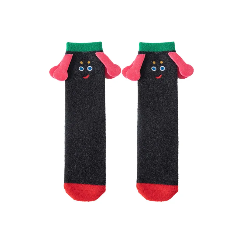 3-Pack Sweetnana Cozy Crew Socks - Funny Big Ears Series Cute Tube Socks for Women & Kids - Fun Fuzzy Lounge Wear Winter Stockings