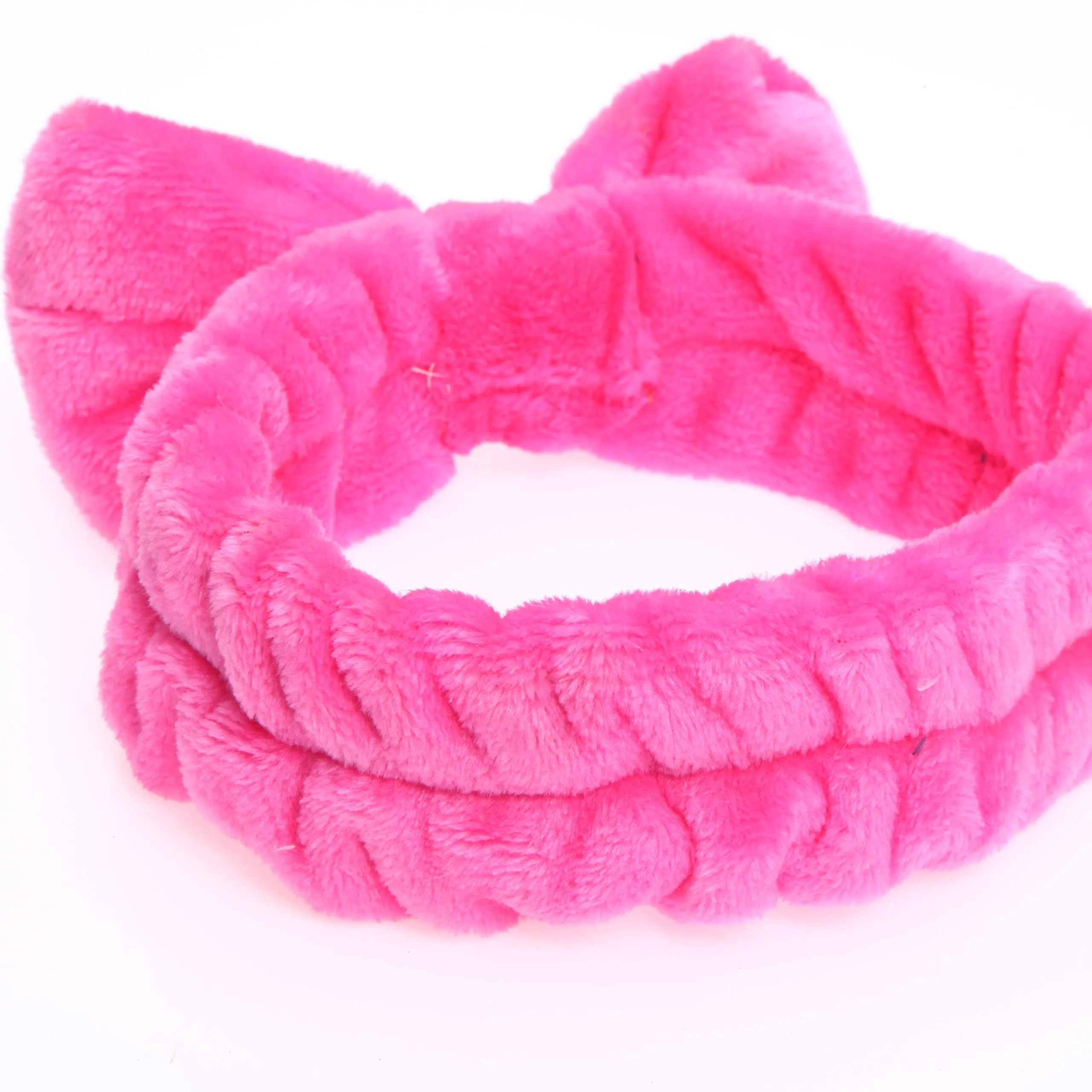 366DAYS Womens Bow Hairband,Coral Fleece Makeup Headband,Elastic Hair Band Hairlace Headband For Washing Face Shower Spa (Rose Red)