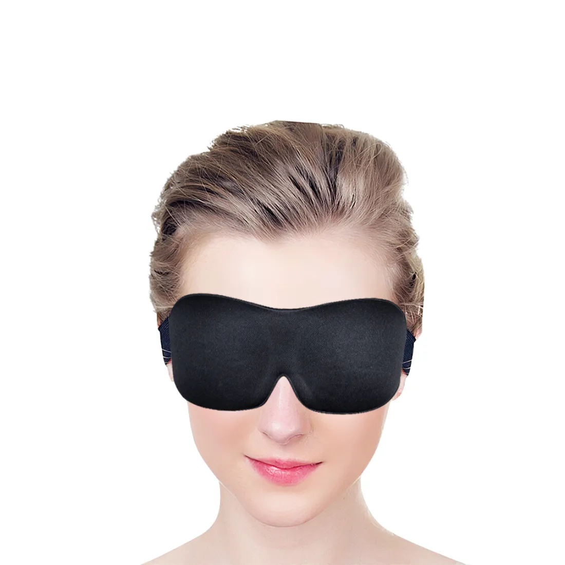 3D Contoured Sleep Mask | Black Eye Mask with Silk Travel Bag & Ear Plug Case | Ideal for Airplane Travel